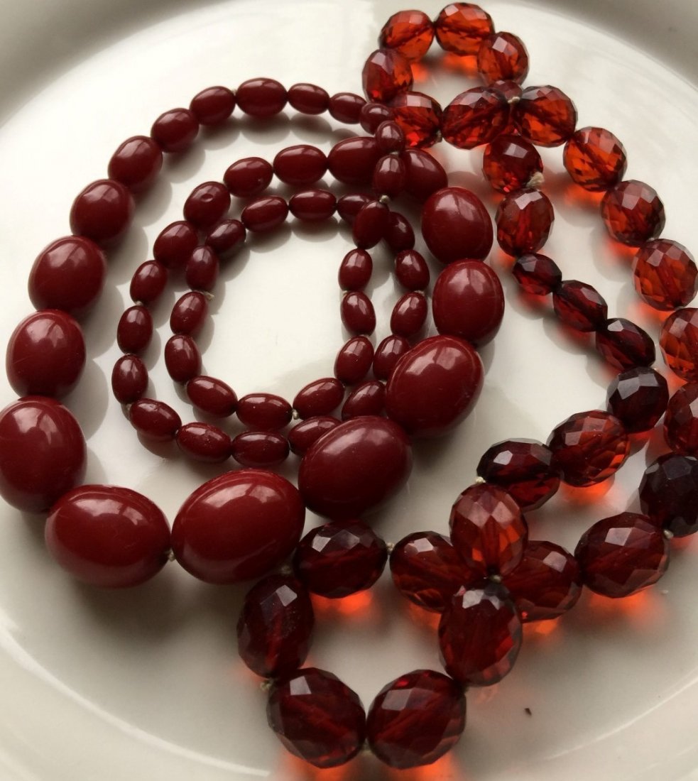 Two Antique Cherry Amber Necklaces (1 of 3)