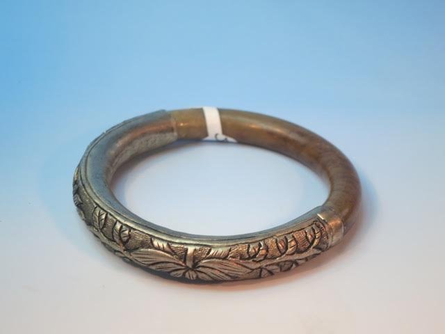 old jade and white brass bangle bracelet (1 of 10)
