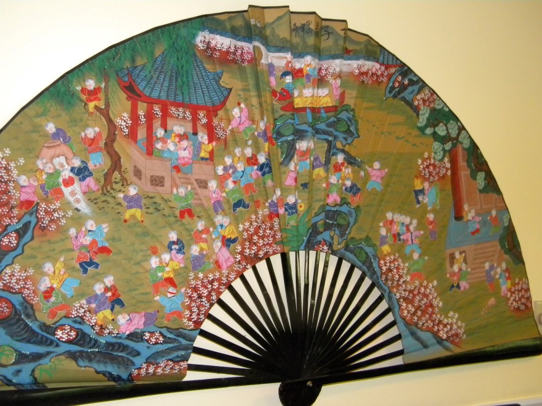Antique Chinese Fan 100 Boys Painting (1 of 5)