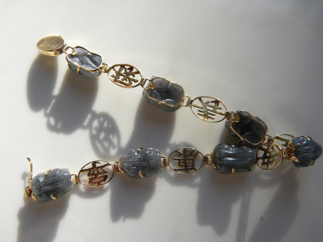 Antique Chinese 14K Gold Purple Jadeite Bracelet (1 of 6)