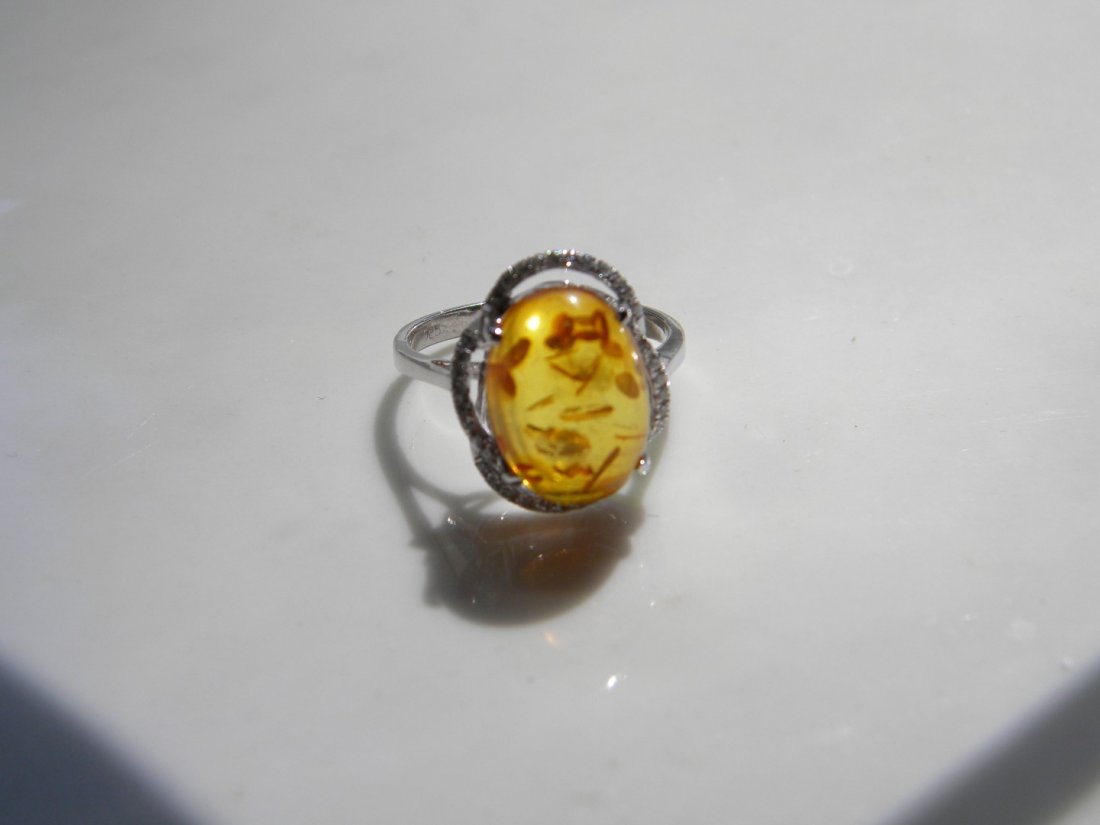 Natural Amber Silver Ring (1 of 2)