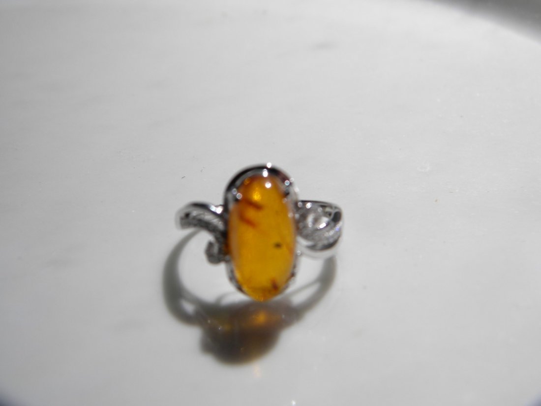 Natural Amber Silver Ring (1 of 2)