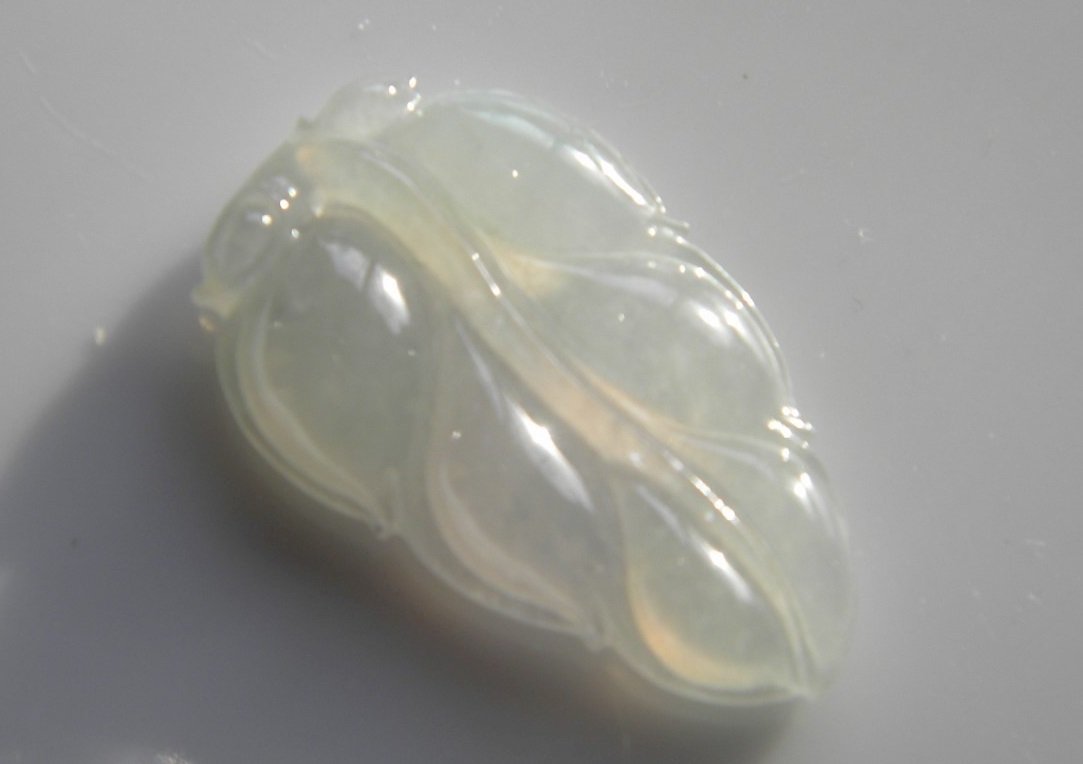 Natural Grade A White Jadeite Leaf Pendant (1 of 2)