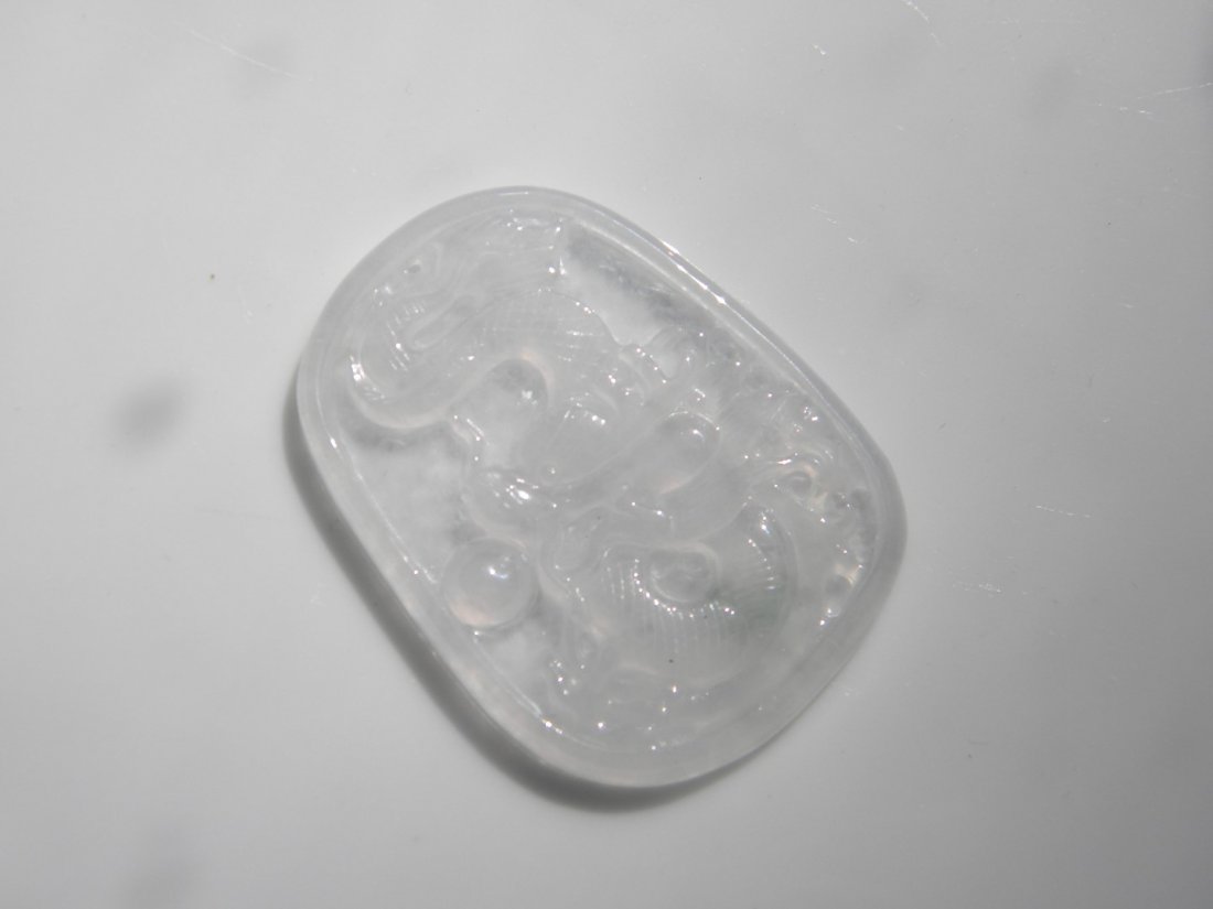 Natural Grade A Icy Jadeite Dragon Plaque (1 of 3)