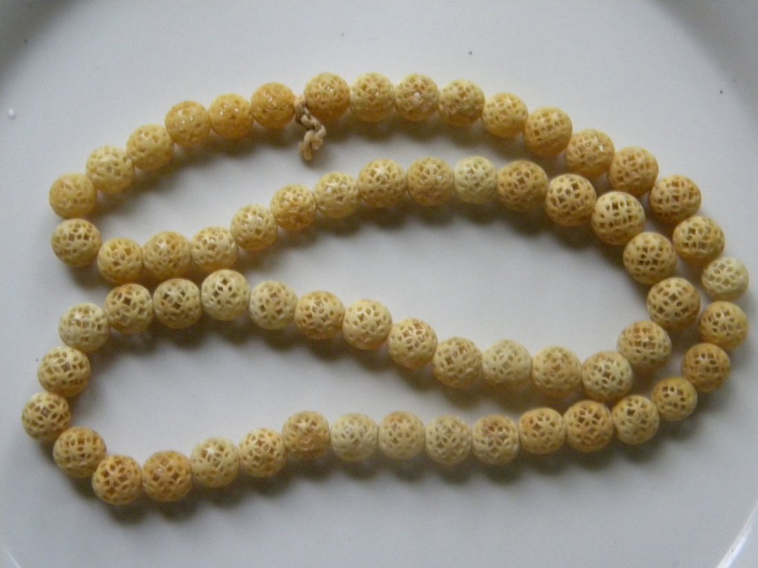 Antique Chinese Carved  Bead Necklace (1 of 3)