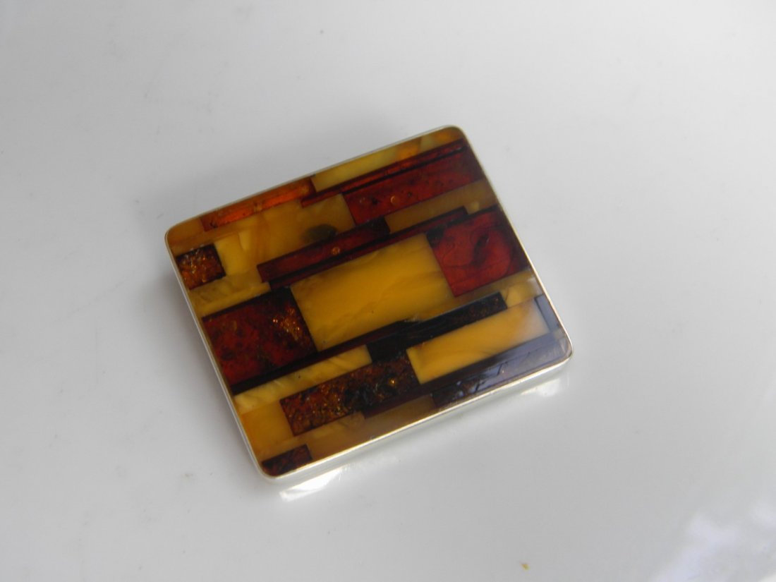 Natural Baltic Amber Silver Brooch Pin (1 of 3)