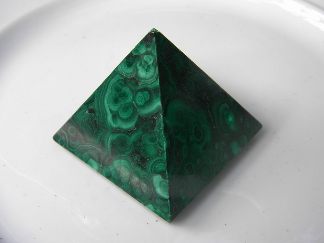 Antique Malachite Carved Pyramid Statue (1 of 3)