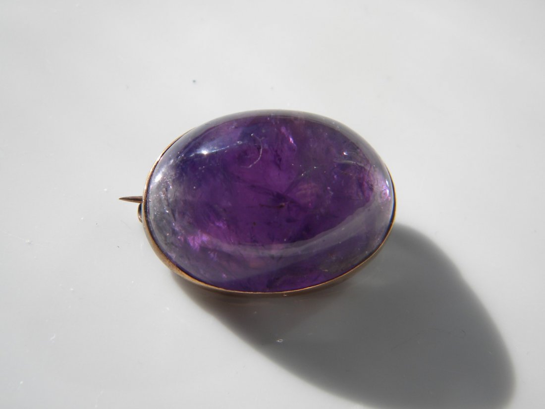 Antique 14K Gold Amethyst Brooch Pin (1 of 6)