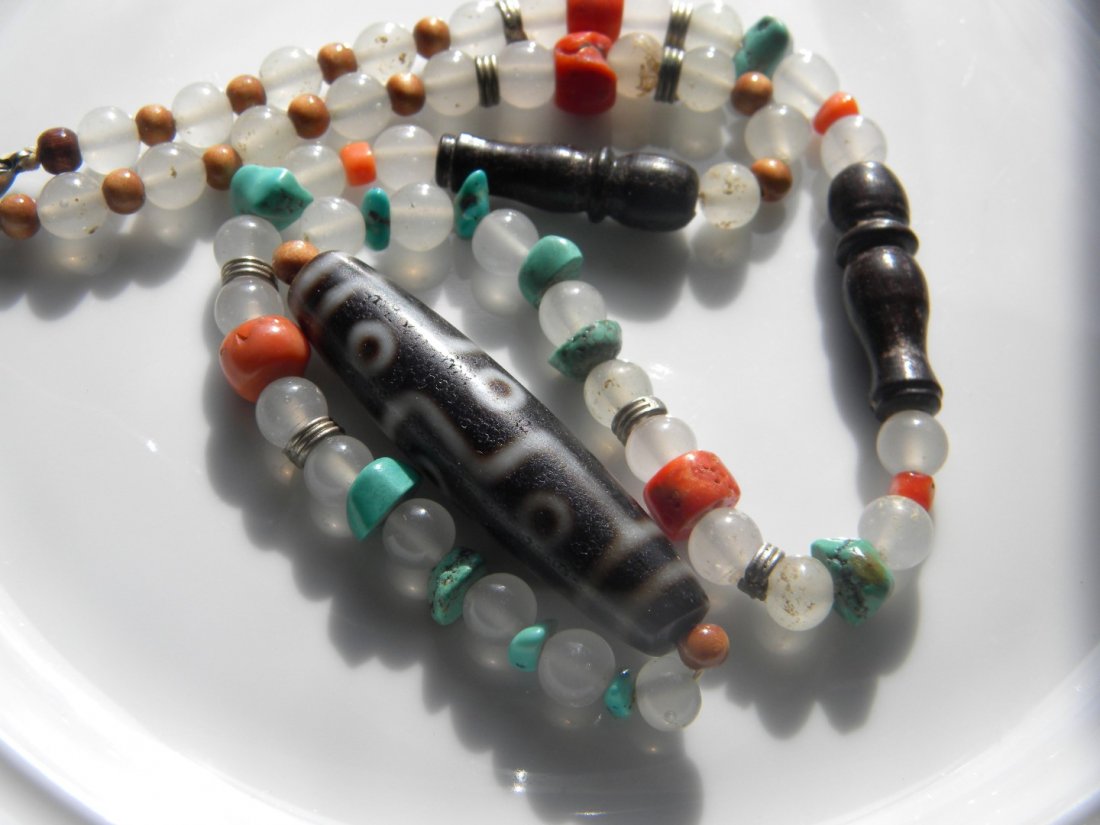 Antique Tibetan Dzi Bead Necklace (1 of 4)