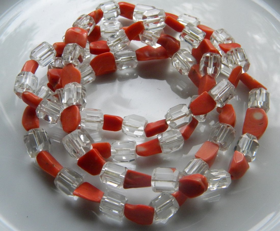 Antique Chinese Quartz and Red Coral Necklace (1 of 5)