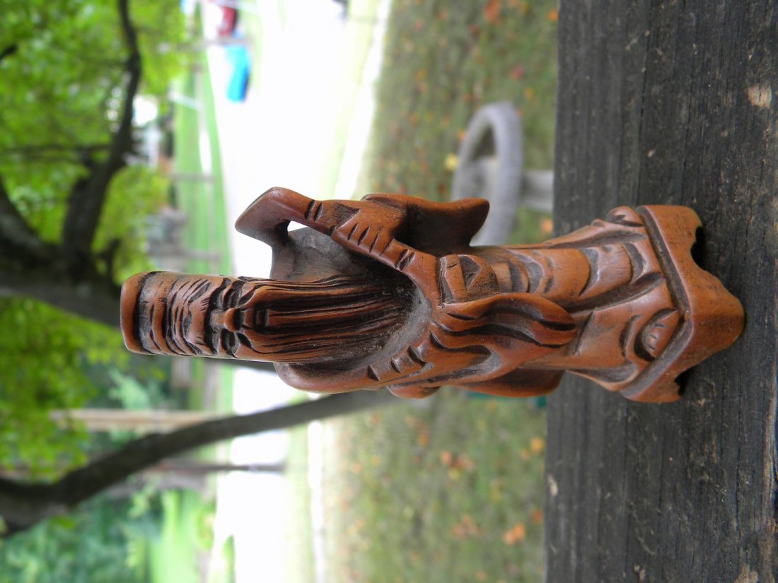 Vintage Chinese Rosewood Carved Man Statue (1 of 3)