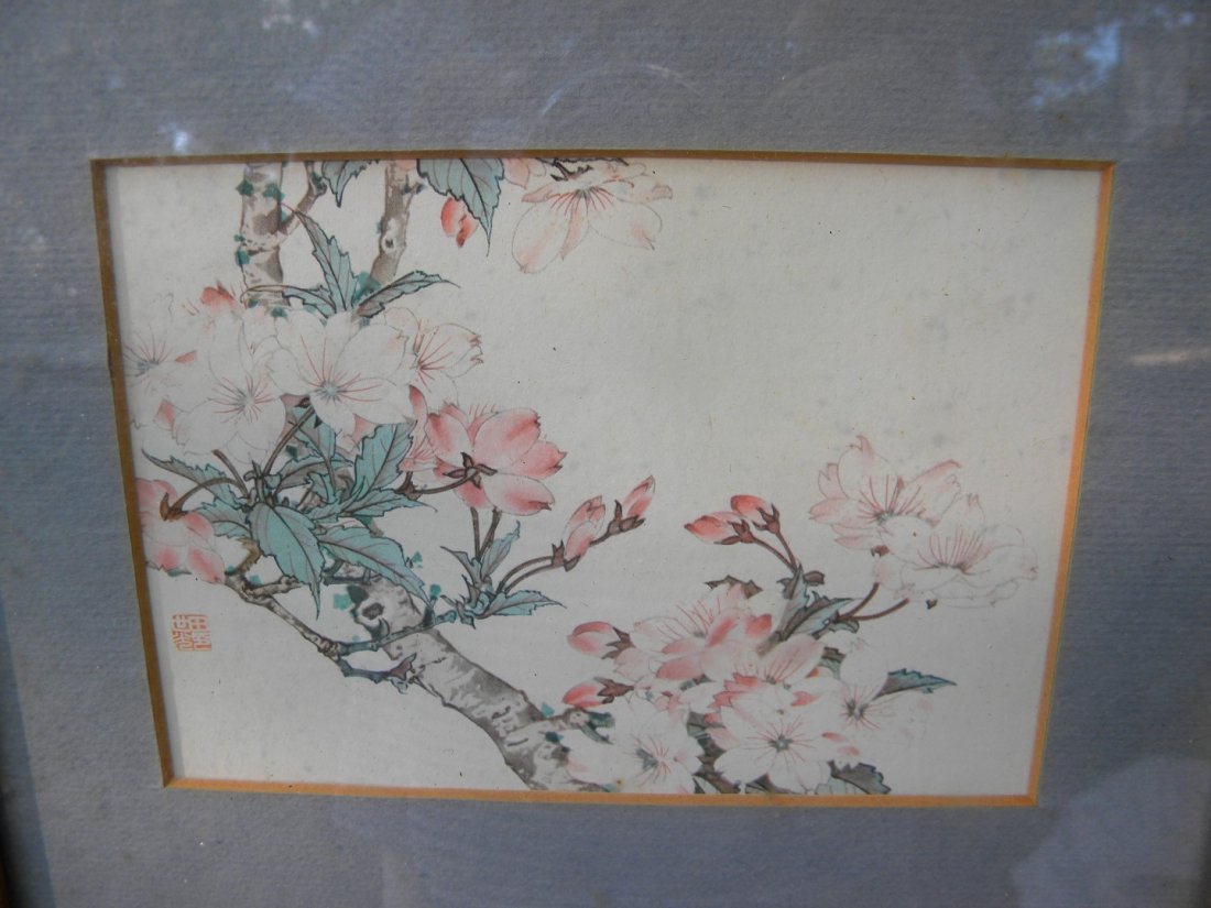 Antiue Chinese Flower Painting Framed (1 of 4)