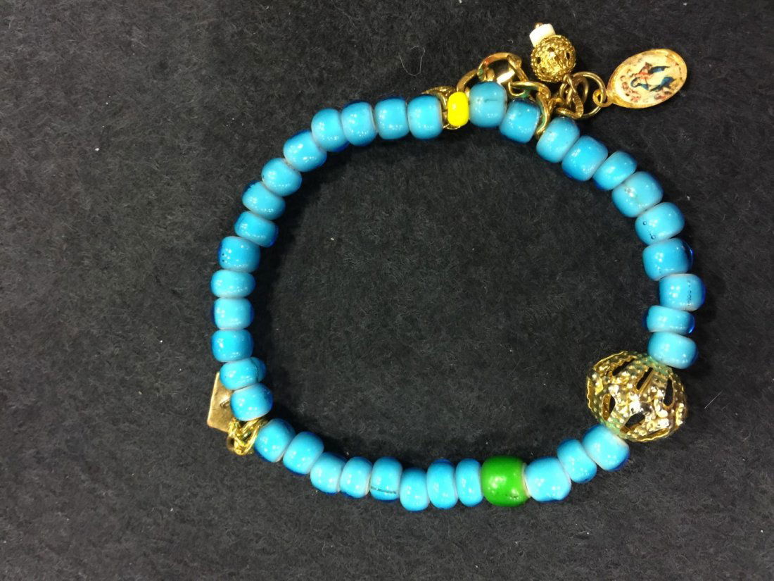 Antique Blue Beads Bracelet (1 of 2)