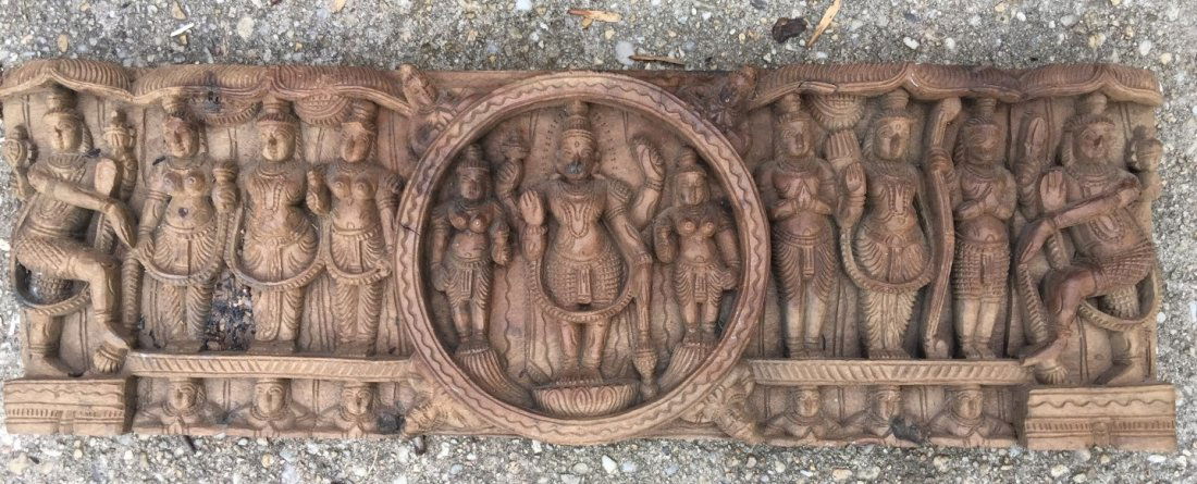 Antique Wood Panel with Buddha Carving (1 of 7)