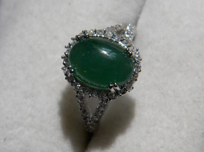 Natural Grade A Icy Green Jadeite Ring (1 of 3)