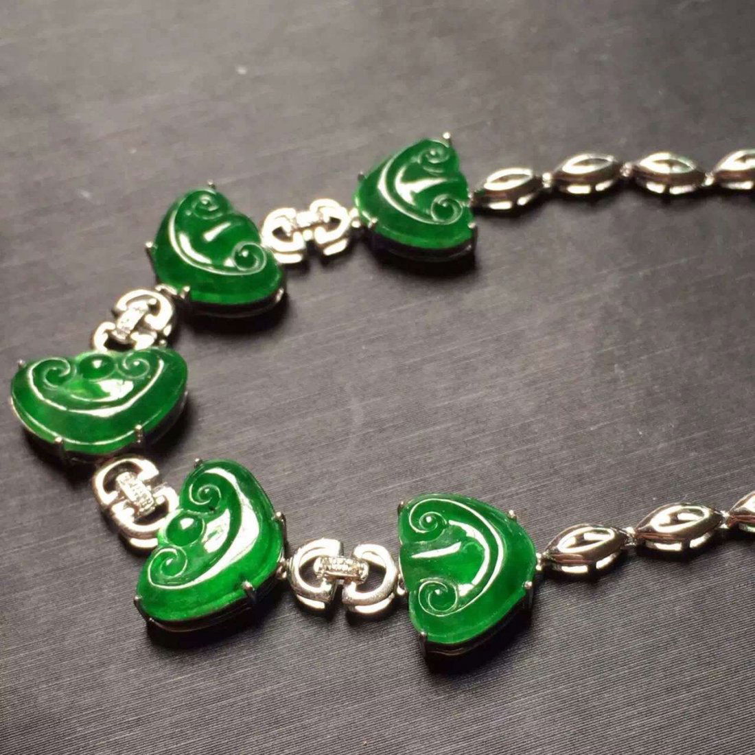 18K Gold Diamond Natural Green Jadeite Bracelet (1 of 4)