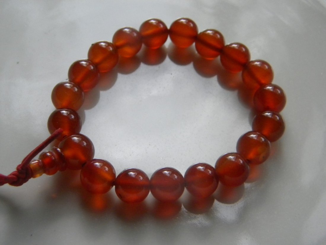 Antique Chinese Carnelian Bracelet Buddha Prayer Beads (1 of 3)
