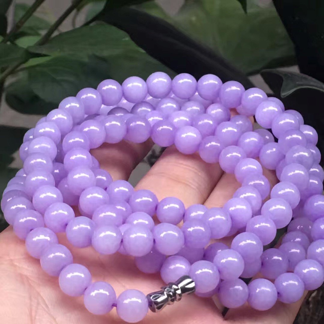 Natural Purple Jadeite Beads Necklace (1 of 4)