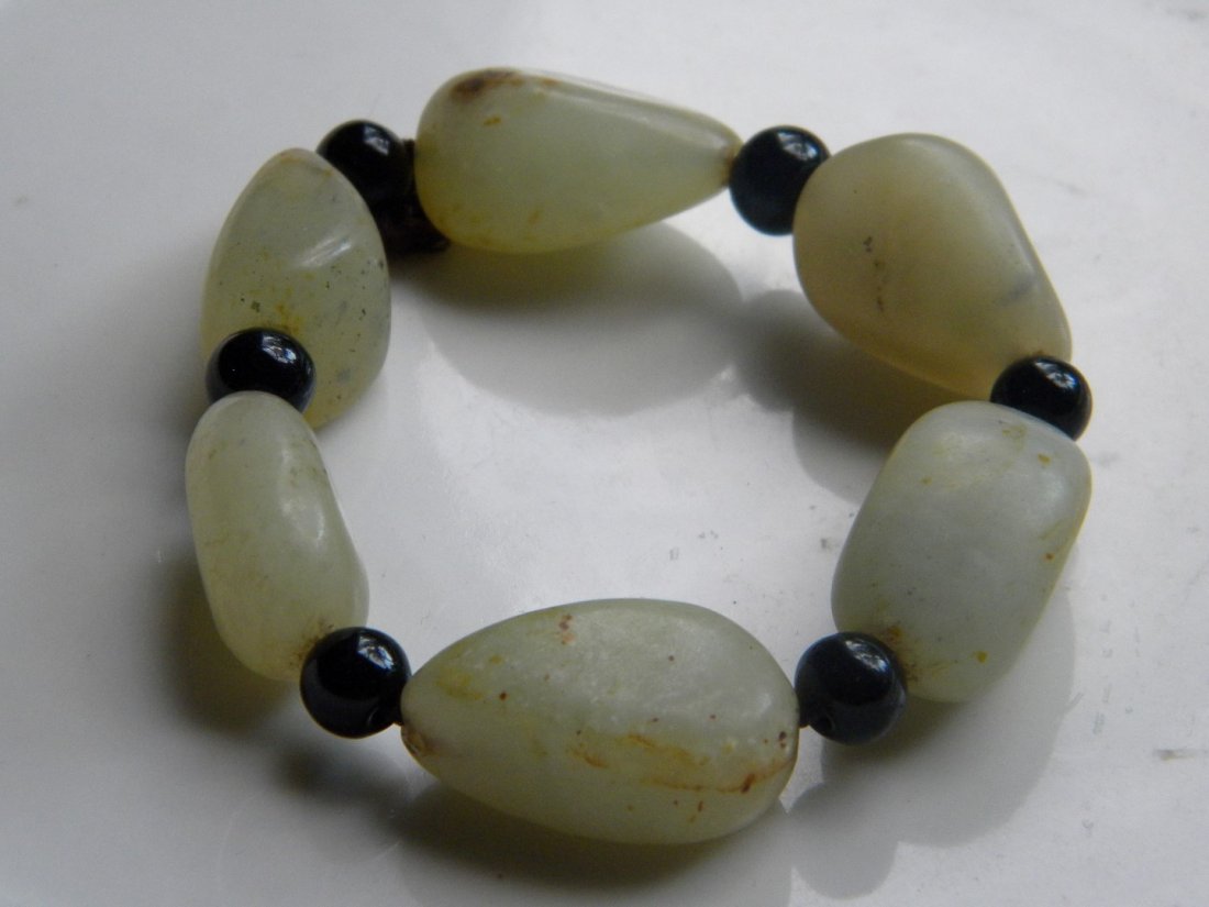 Antique Chinese Jade Pebble Bracelet (1 of 2)