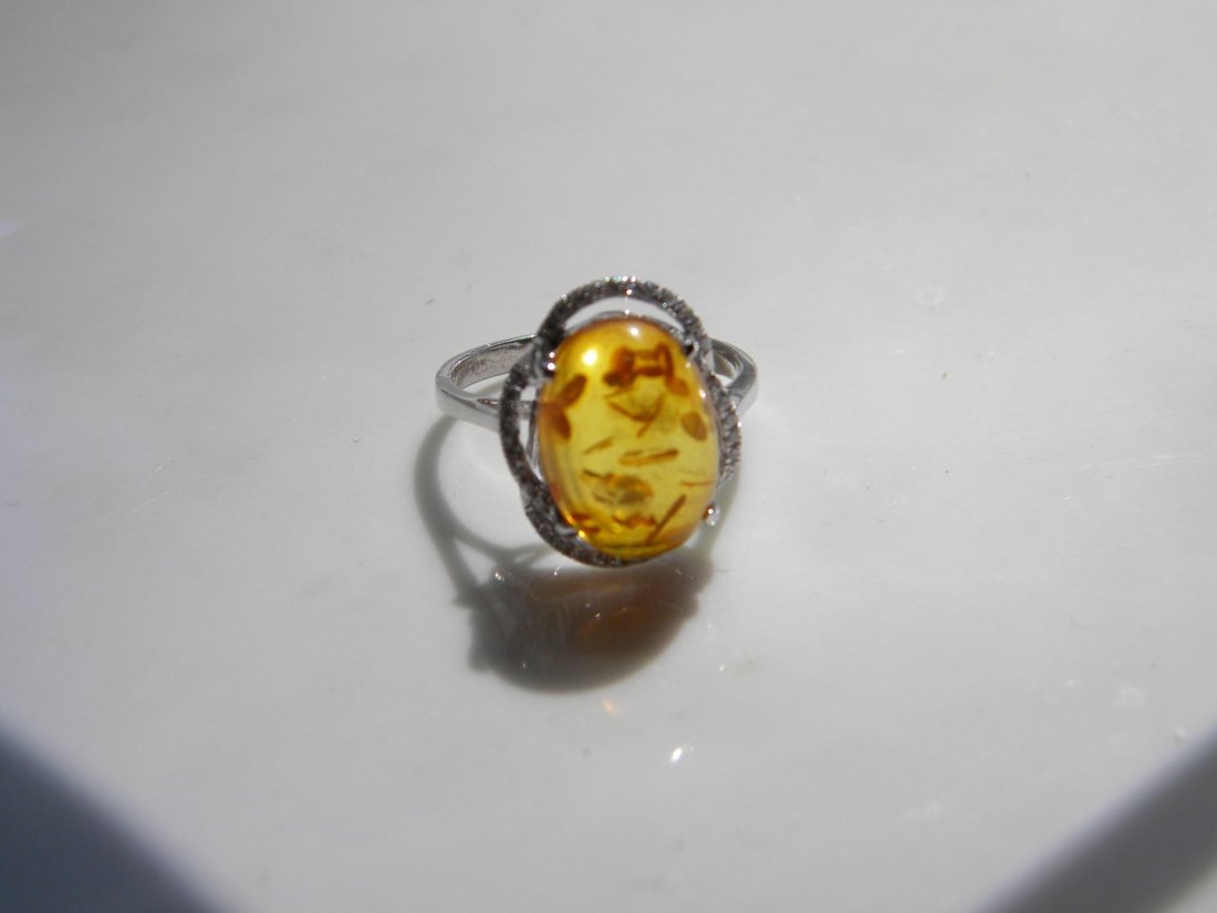 Natural Amber Silver Ring (1 of 2)