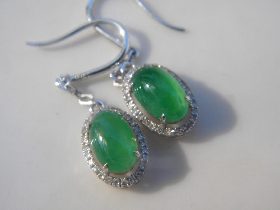 Pair of 18K Gold Diamond Natural Green Jadeite Earrings (1 of 5)