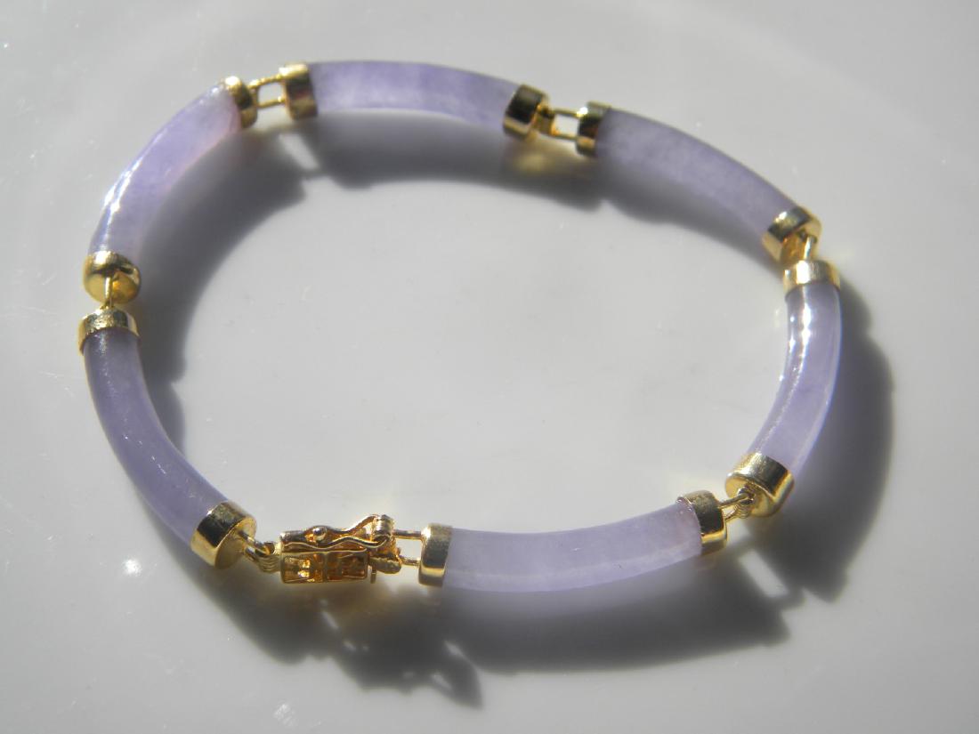 Vintage Chinese Natural Purple Jadeite Bracelet (1 of 3)