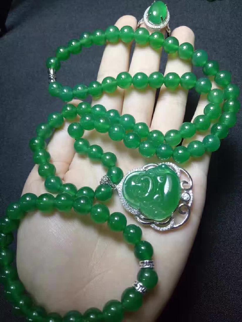 Set of Natural Green Stone Necklace, Ring and Bracelet (1 of 1)