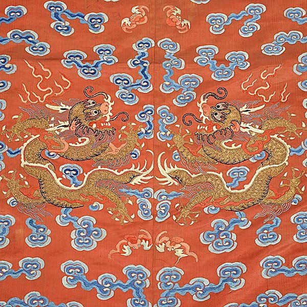 Embroidered Silk Textile Fragments, Late Qing (1 of 4)
