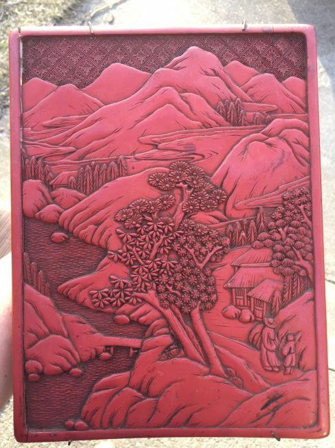 Antique Chinese Lacquer Landscape Panel (1 of 8)