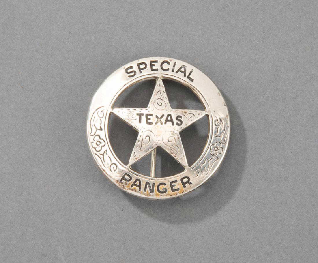 Actual authentic, Texas Ranger Badge presented to noted
