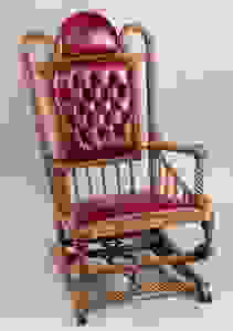 Beautiful Antique Oak High Back Platform Rocker With