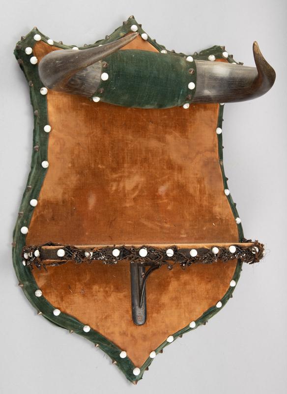 Vintage Buffalo Horn Wall Shelf, circa 1900-1920s, 25": Vintage Buffalo Horn Wall Shelf, circa 1900-1920s, 25" T x 15" W.