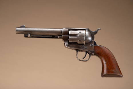 Antique,1st Generation Colt SAA Revolver, .44/40: Antique,1st Generation Colt SAA Revolver, .44/40 caliber, SN 78890, with factory letter that states 5 1/2" barrel, blue finish, type of stocks not listed but retains period one-piece walnut grips and