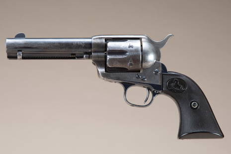 Antique Colt, 1st Generation SAA Revolver, .45 COLT: Antique Colt, 1st Generation SAA Revolver, .45 COLT caliber, SN 149408, with Factory Letter that states: Barrel Length-4 3/4"; Finish-Blue; Stock-Not Listed; retains well fitted two-piece hard