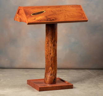 Heavy and unique custom made mesquite Saddle Stand,: Heavy and unique custom made mesquite Saddle Stand, very good finish and condition. Stand measures 39 1/2" tall x 21" wide x 30" long.