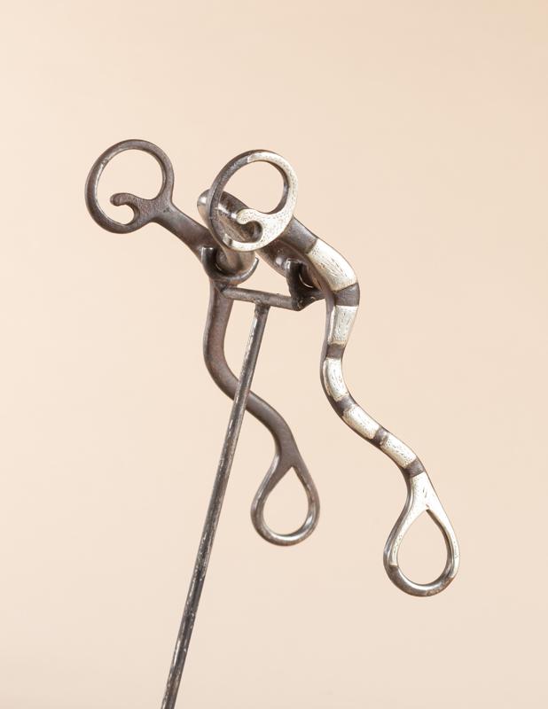 Billy Klapper silver mounted Iron Bit, #363, with hand: Billy Klapper silver mounted Iron Bit, #363, with hand engraved silver overlay on cheek, good condition, very desirable maker. Billy Klapper was born in 1937 in Lazare, TX. and resides in Pampa, TX.