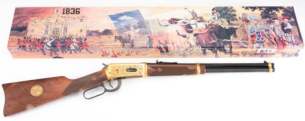 THE FOLLOWING TWO LOTS ARE CONSECUTIVELY SERIAL: THE FOLLOWING TWO LOTS ARE CONSECUTIVELY SERIAL NUMBERED: New in box, Winchester, Model 94, Saddle Ring Carbine, Texas Sesquicentennial 1836-1986, .38/55 WIN. caliber, SN TEX02536, 18" blue barrel and