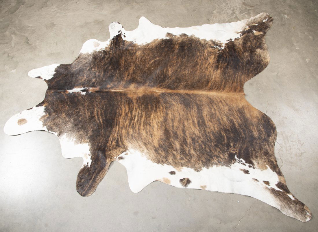 Large brindle / tiger stripe Cow Hide Rug, approximately 6 ft. long x 72" wide, excellent condition.: Large brindle / tiger stripe Cow Hide Rug, approximately 6 ft. long x 72" wide, excellent condition. KING COLLECTION