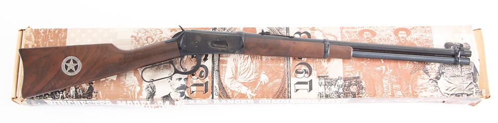 New in box Winchester, Model 94, Saddle Ring Carbine, .30/30 caliber, SN RA3325. Pristine condition,: New in box Winchester, Model 94, Saddle Ring Carbine, .30/30 caliber, SN RA3325. Pristine condition, blue finish with 20" round barrel. Has its original Texas Ranger Commemorative Picture Box. Box is 