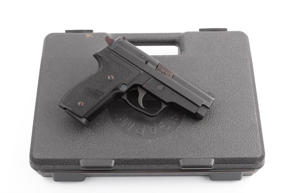 Boxed Sig Sauer, Semi-Automatic Pistol, .357 SIG caliber, SN AD36489. 3 1/2" barrel, matte finish.: Boxed Sig Sauer, Semi-Automatic Pistol, .357 SIG caliber, SN AD36489. 3 1/2" barrel, matte finish. Showing minor handling marks, sold in original hard carry case. Sold with two high capacity magazines
