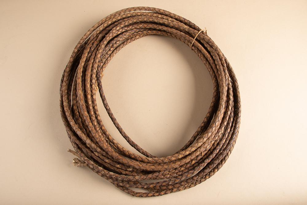 Quality braided raw hide Reata, 54 ft. long, with raw hide and leather wrapped Hondo.: Quality braided raw hide Reata, 54 ft. long, with raw hide and leather wrapped Hondo.