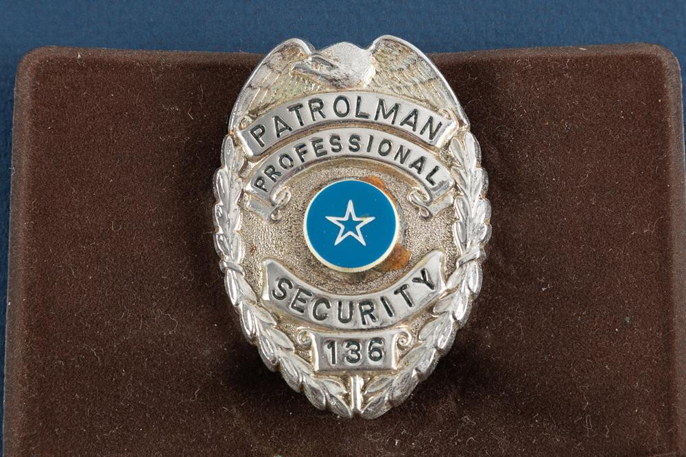 Plastic Vest Wallet with Badge, #136, belonging to Deputy Sheriff, Dallas County Texas, Dee Tedford,: Plastic Vest Wallet with Badge, #136, belonging to Deputy Sheriff, Dallas County Texas, Dee Tedford, dated 11 / 17, 1954. CHAPMAN ESTATE