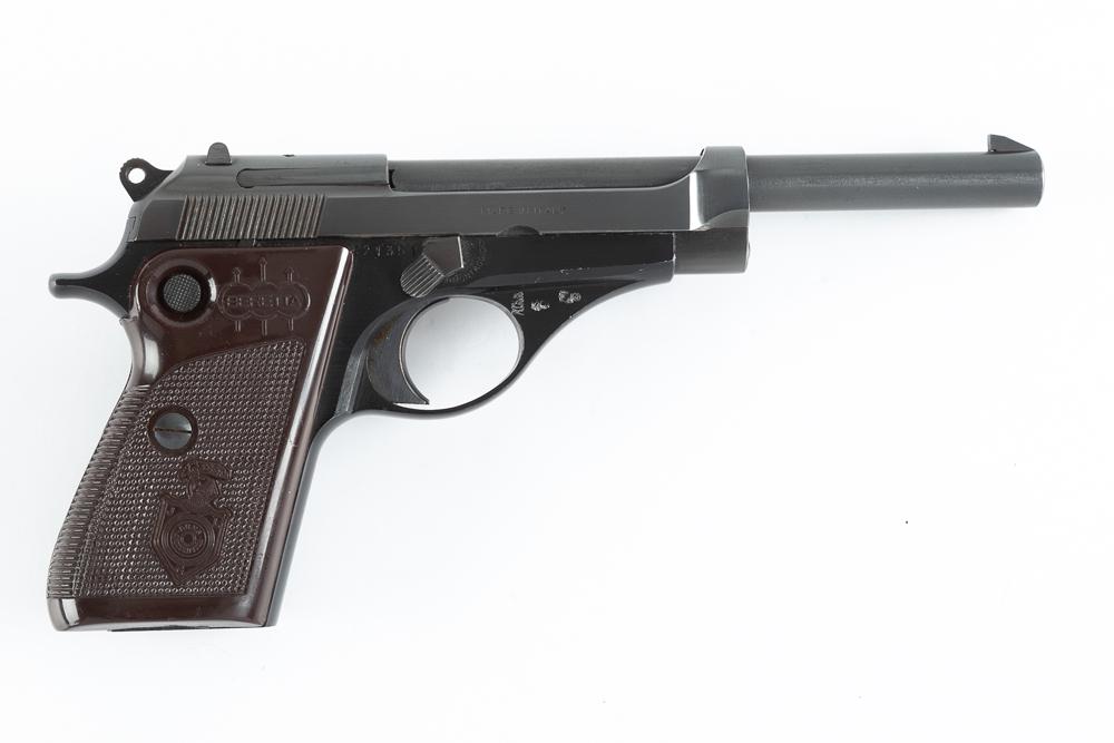 Beretta, Model Pietro Jaguar, Semi-Automatic Pistol, .22 LR caliber, SN F21351, 6" barrel, blue: Beretta, Model Pietro Jaguar, Semi-Automatic Pistol, .22 LR caliber, SN F21351, 6" barrel, blue finish. Excellent overall condition, with the original finger rest magazine. (MODERN)