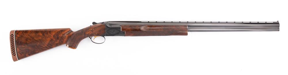 Belgium Browning, Superposed, 12 gauge Over & Under Shotgun, SN 99009S9, manufactured 1969,: Belgium Browning, Superposed, 12 gauge Over & Under Shotgun, SN 99009S9, manufactured 1969, excellent blue finish with 30" ribbed barrel, extra fancy walnut checkered stock and forend with "Browning" 