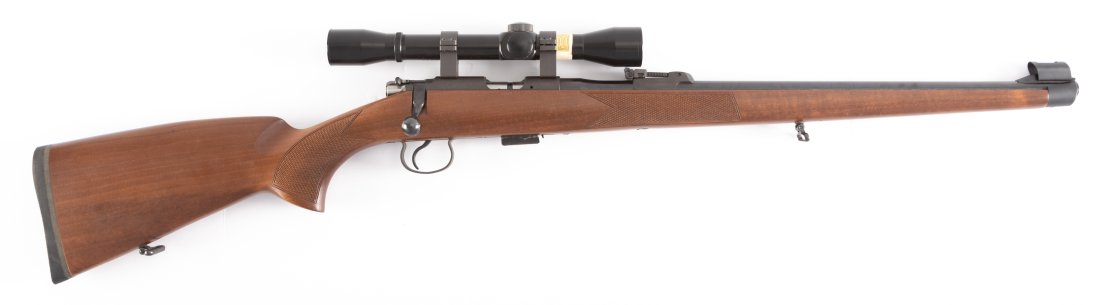 CZ, Model 452-2E, Bolt Action Rifle, .22 LR caliber, SN A138914, 20" blue finish barrel with matte: CZ, Model 452-2E, Bolt Action Rifle, .22 LR caliber, SN A138914, 20" blue finish barrel with matte receiver, full stock with checkering, swivels and mounted with a 4x Banner Scope by Bushnell. Very go
