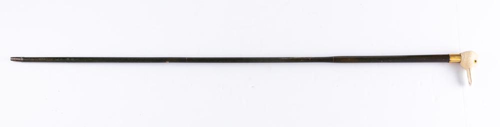 Wooden character Cane with duck's head handle (celluloid), 35 1/2" long with brass spacer. KING: Wooden character Cane with duck's head handle (celluloid), 35 1/2" long with brass spacer. KING COLLECTION