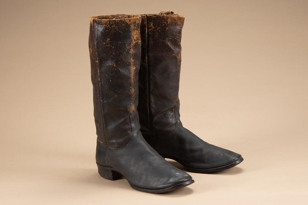 Adult size Tall Top Boots possibly Civil War era. Boots have 14 1/2" tops, leather is supple and: Adult size Tall Top Boots possibly Civil War era. Boots have 14 1/2" tops, leather is supple and they are in good shape for their age. KING COLLECTION