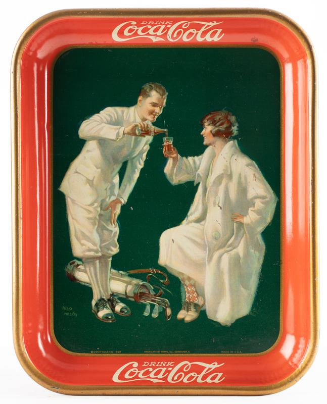 A 1926 Coca-Cola Metal Tray made by American Art Works Inc., Coshocton, O., in high condition,: A 1926 Coca-Cola Metal Tray made by American Art Works Inc., Coshocton, O., in high condition, original paint. measures 10 1/2" x 13 1/4". BUDDY KING COLLECTION