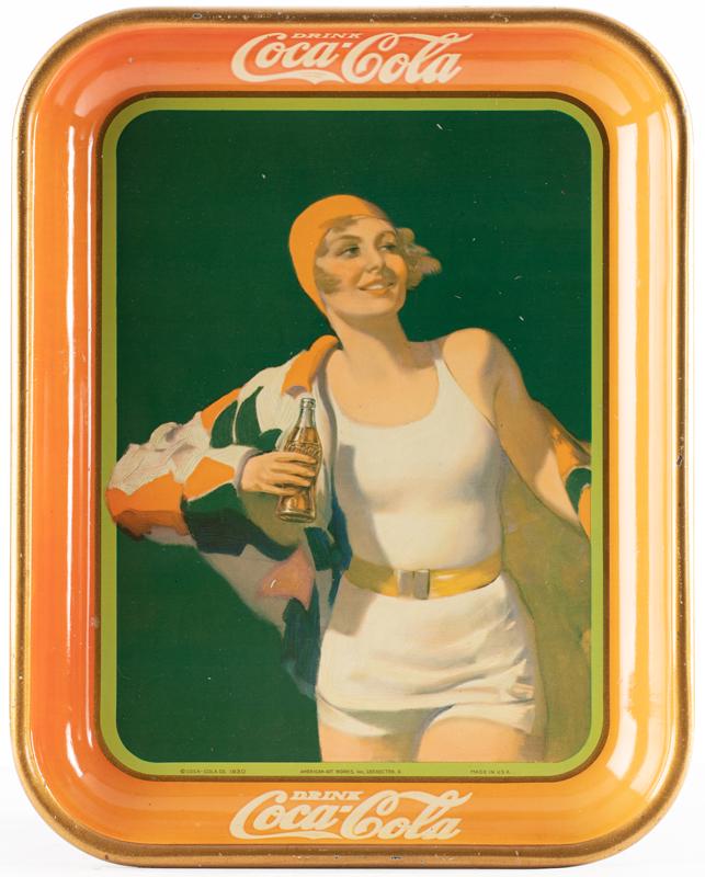 A 1930 Coca-Cola Metal Tray made by American Art Works Inc., Coshocton, O., in high condition,: A 1930 Coca-Cola Metal Tray made by American Art Works Inc., Coshocton, O., in high condition, original paint. measures 10 1/2" x 13 1/4". BUDDY KING COLLECTION