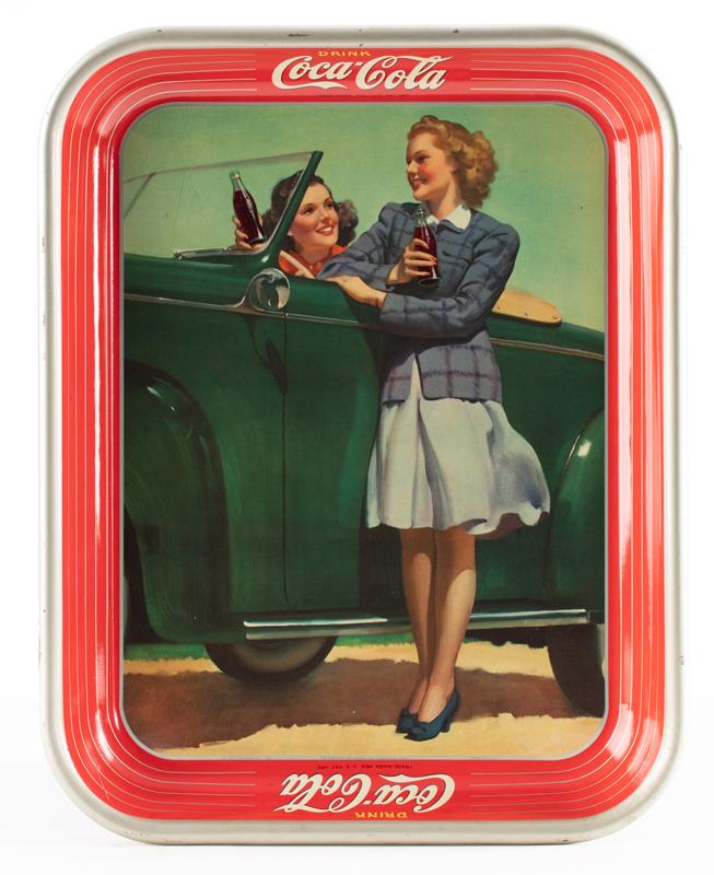 A 1942 Coca-Cola Metal Tray made by American Art Works Inc., Coshocton, O., in high condition,: A 1942 Coca-Cola Metal Tray made by American Art Works Inc., Coshocton, O., in high condition, original paint. measures 10 1/2" x 13 1/4". BUDDY KING COLLECTION